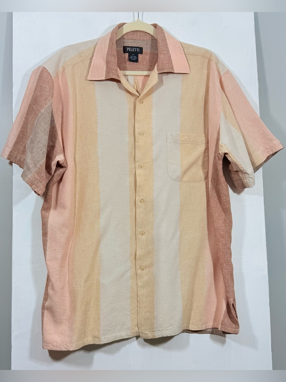Peach & Cream Short-Sleeve Button-Down Shirt